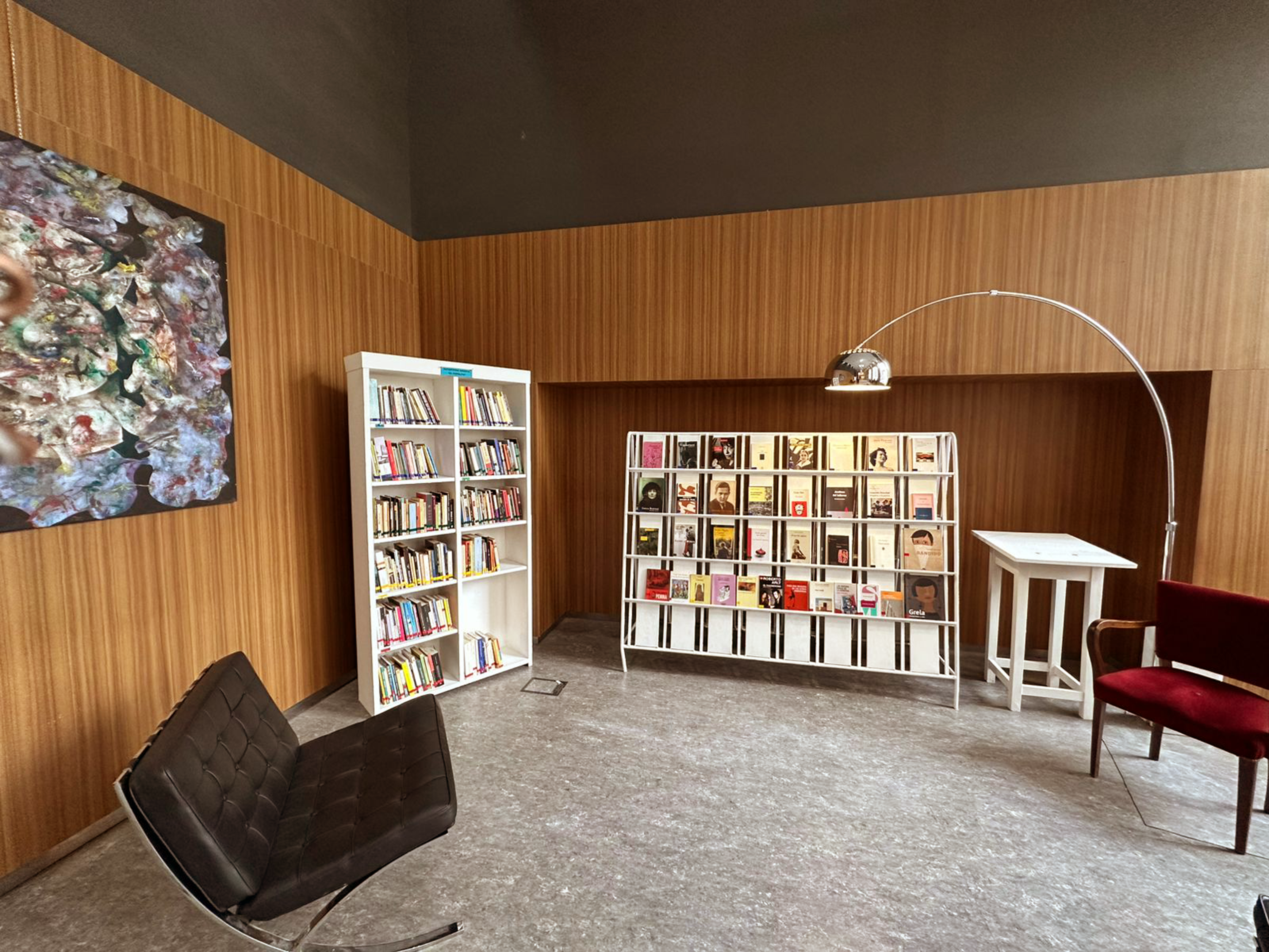 Fotografía de la Biblioteca Estantería Abierta en el hall de la entrada por Pasaje Doctor Álvarez 1550. 