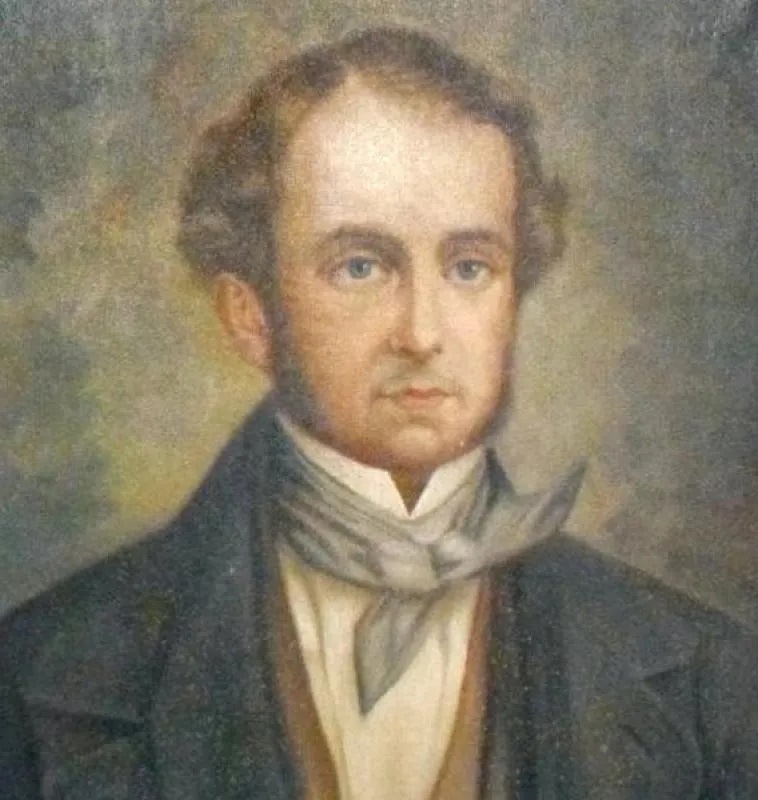 es la imagen de una pintura de un comerciante británico que trabajó en el puerto rosarino