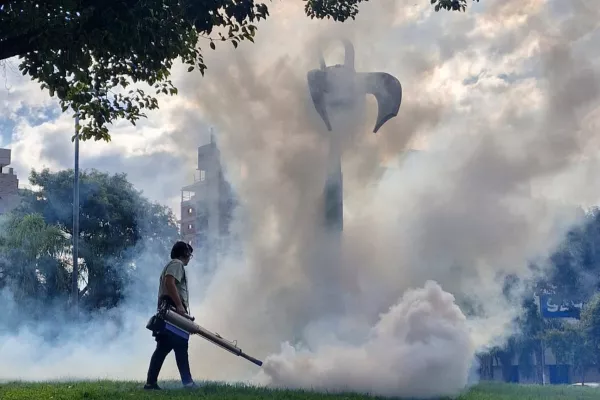 El municipio continúa con los operativos de fumigación en plazas y espacios verdes