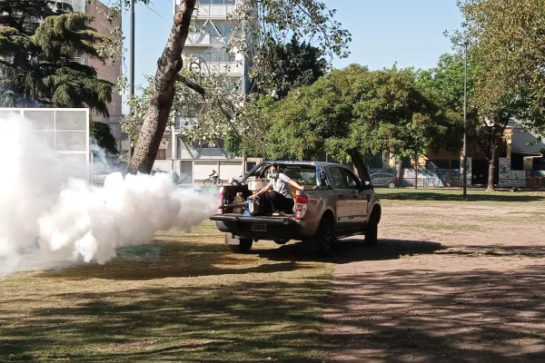 Continúan los operativos de fumigación en plazas y espacios verdes