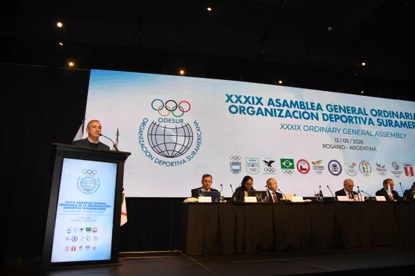Javkin recibió en Rosario a las autoridades del deporte sudamericano en la Asamblea de la Odesur