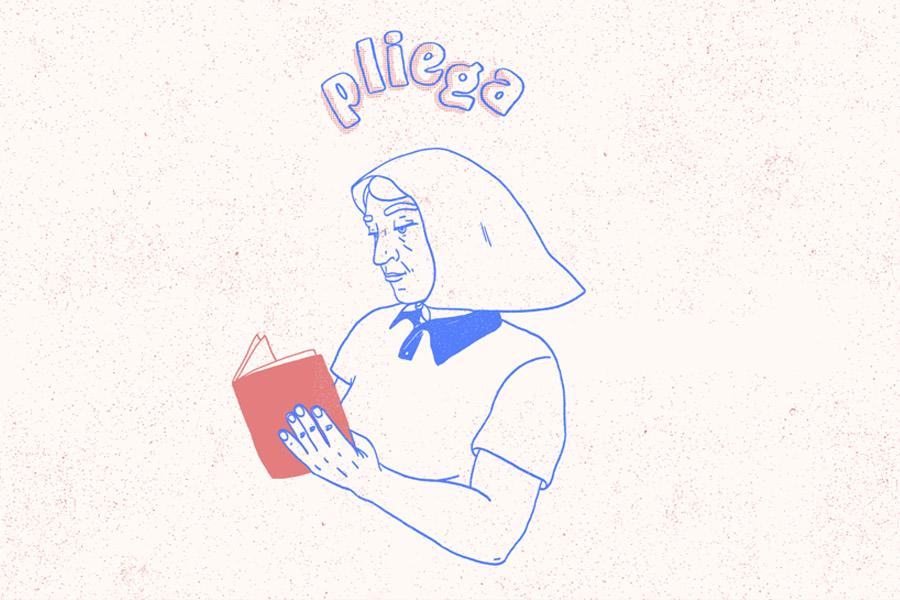 ilustración de abuela d eplaza de mayo con un libro en la mano