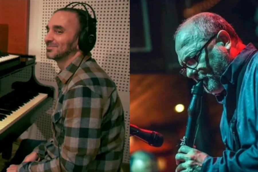 Se ven las imágenes de Mariano Ruggieri tocando un piano junto al saxofonista Julio Kobryn.