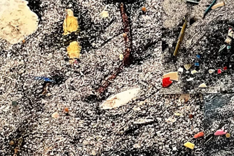 Detalle de textura de residuos. Obra de la muestra La rebelión de la basura