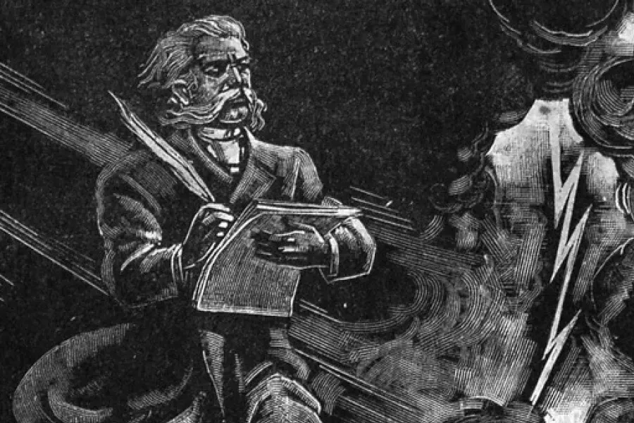 Es la imagen de una representación de Ovidio Lagos, fundador del diario La Capital