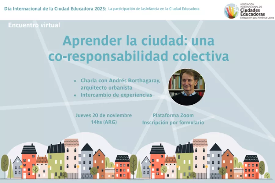 flyer del encuentro Aprender la ciudad, una co-responsabilidad colectiva