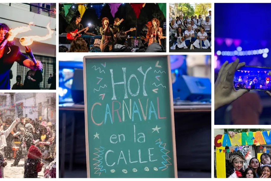 Es collage de imágenes con diferentes actividades que se realizaron en la feria: música en vivo, las personas que la visitaron, etc. 
