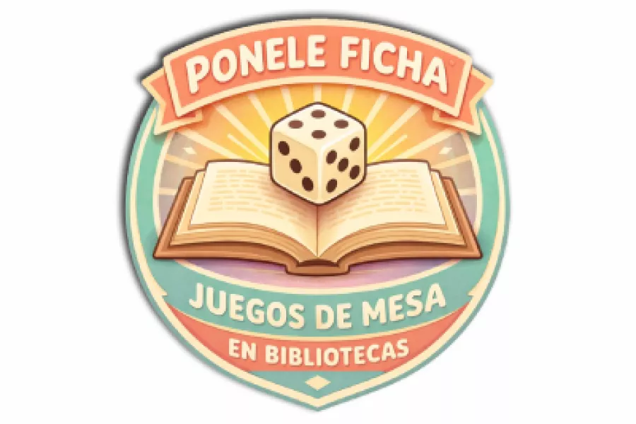 Marca de "PONELE FICHA. Juegos de mesa en bibliotecas.