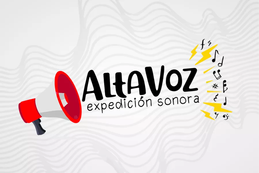 Se observa el dibujo de un altavoz y se lee el texto "Altavoz-Expedición-Sonora".