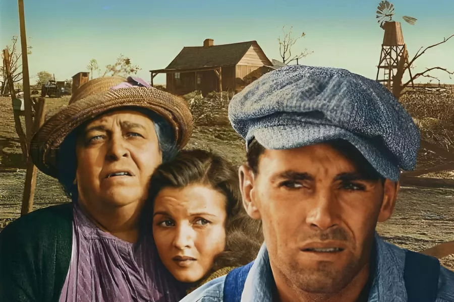 Imagen con Henry Fonda, Jane Darwell y Dorris Bowdon.