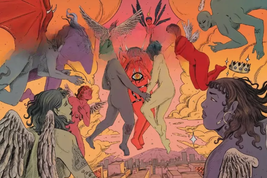 Es la ilustración de dibujos de diferentes colores