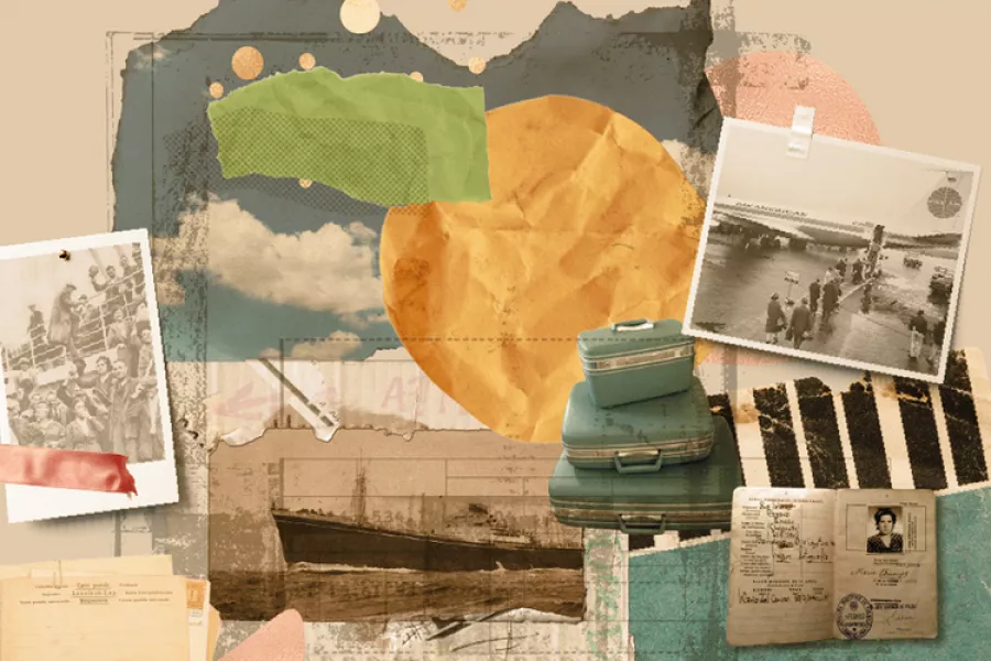 Es la imagen de un collage de imagenes sobre los exilios de diferentes personas