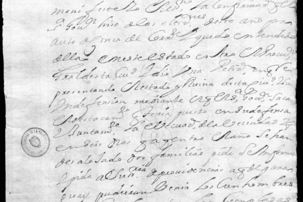 Es la imagen de un documento que cuenta los inicios de la ciudad