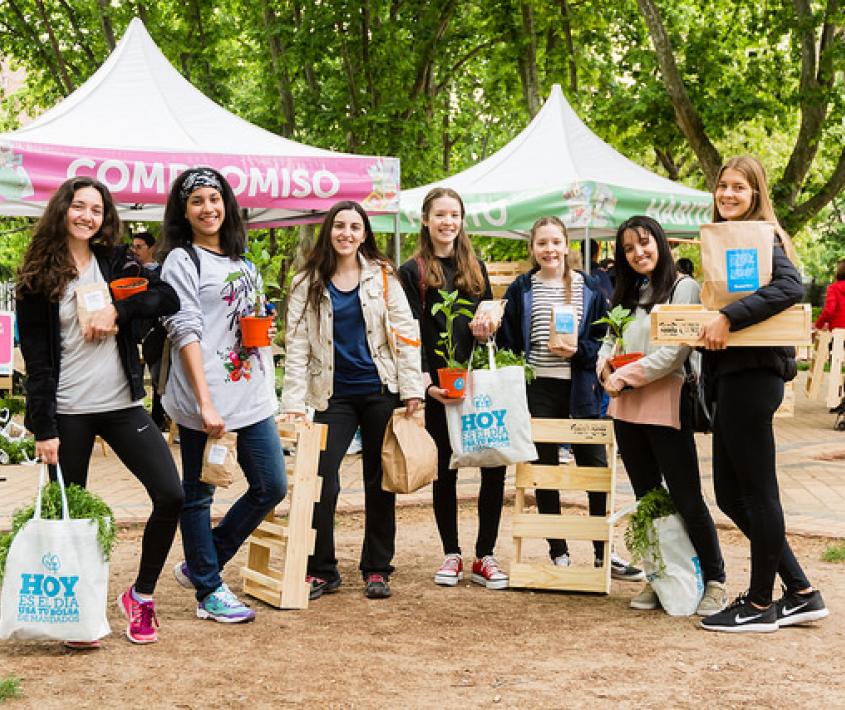 Canje de materiales reciclables en Plaza San Martín