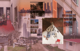 Collage de fotos de viviendas y espacios públicos